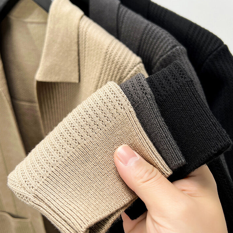 Leganz - Langärmliger Strickmantel mit Revers für Herren