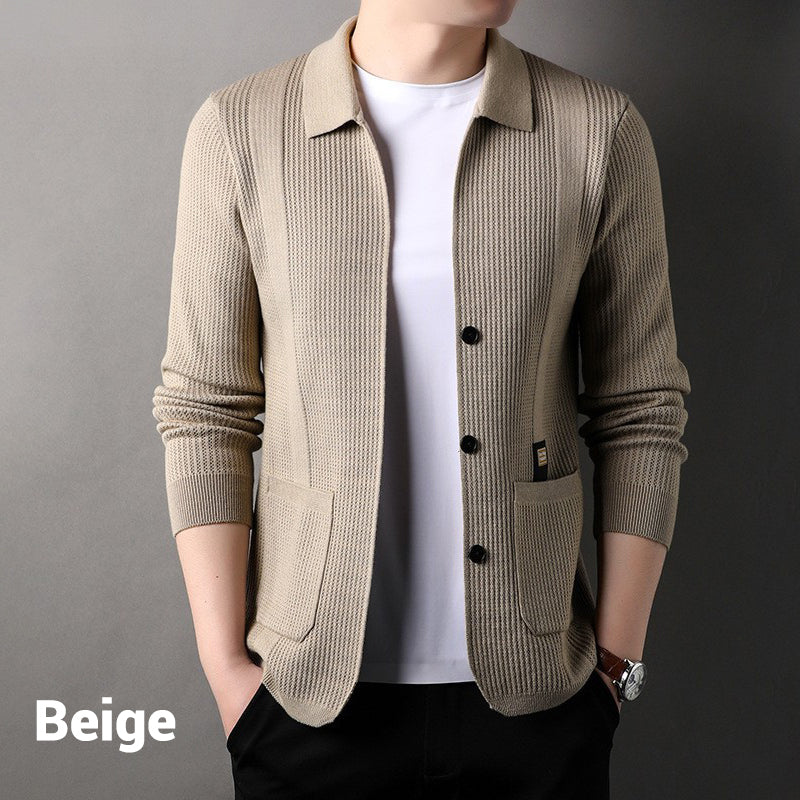 Leganz - Langärmliger Strickmantel mit Revers für Herren